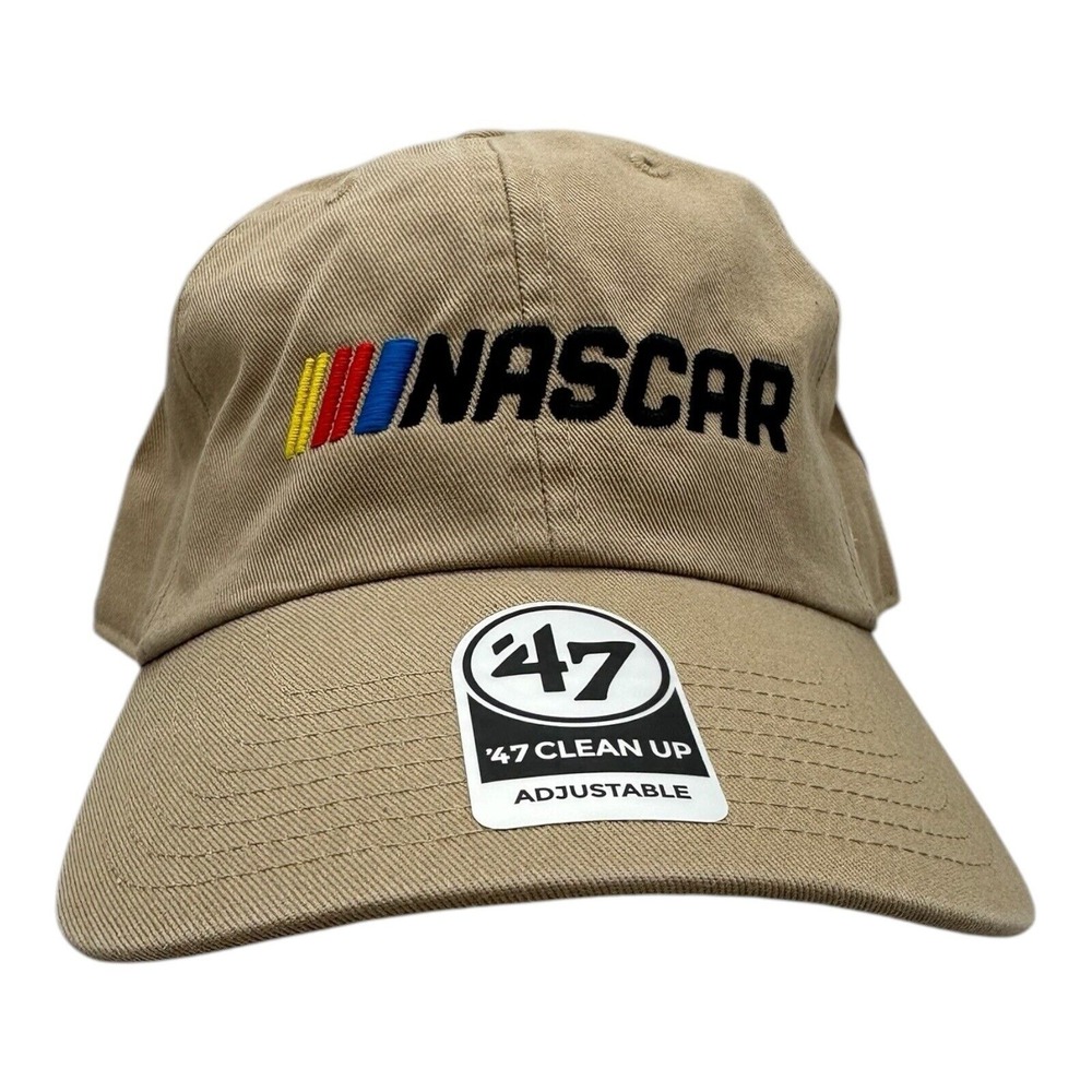 '47 Brand Clean Up NASCAR Hat Cap Beige Tan Strapback Baseball Dad Adjustable